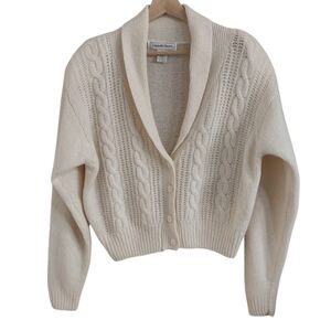 Michelle Stuart Vintage Lambswool/Angora Blend Cropped Cardigan